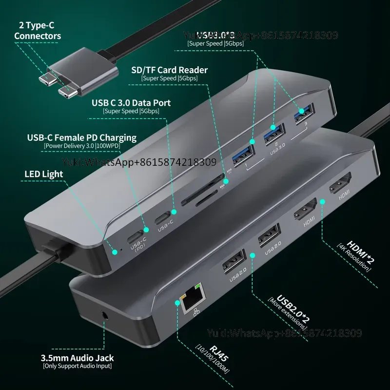 Rj45 Jack - 핫세일 듀얼 디스플레이 화면 타입 C