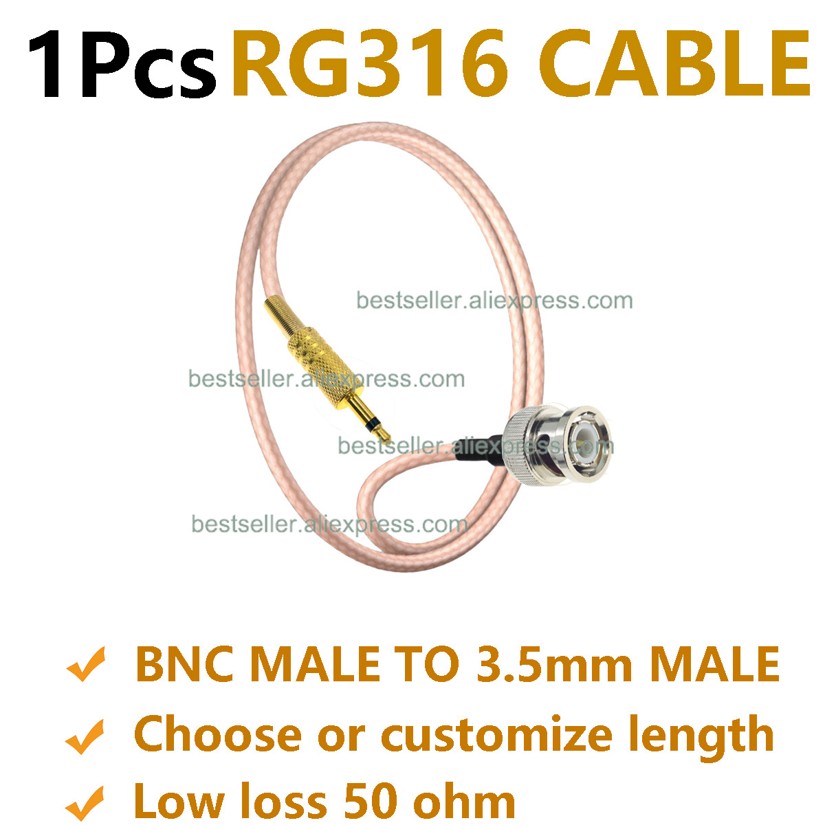 Audio Jumper Wire - 1개 RG316 BNC 수컷에서 3.5mm 수컷