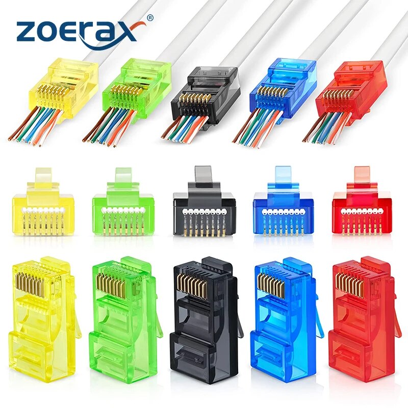 Rj45 Jack - 50PCS RJ45 Cat6 패스 스루 커넥터,